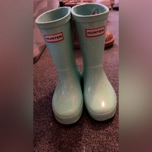 Hunter boots mint color with sparkles